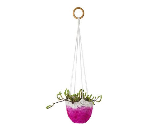 Hanger Cesto Macram&ecirc; Pink image number 0