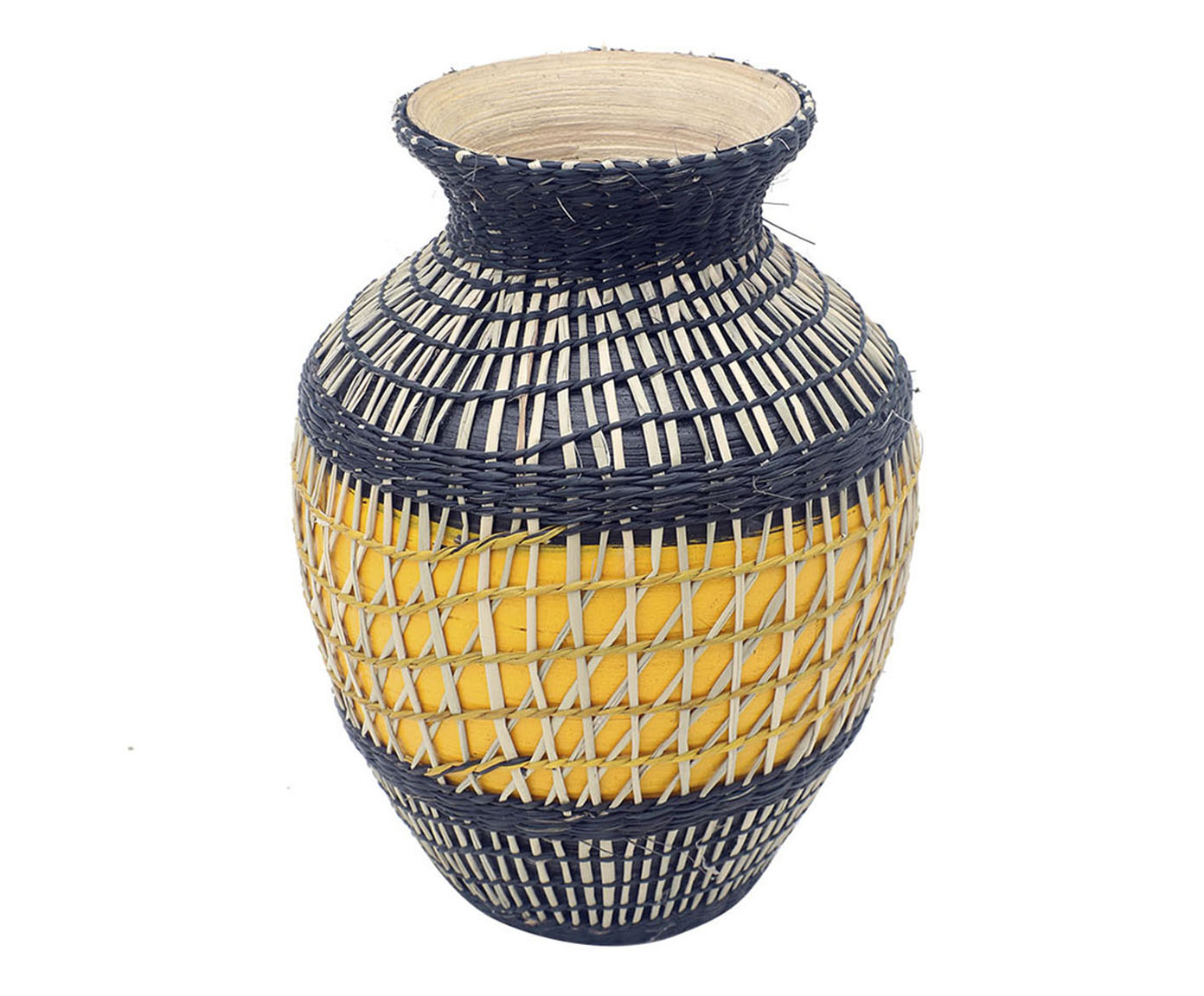 Vaso em Bambu Tran&ccedil;ado Amarelo e Natural image number 0