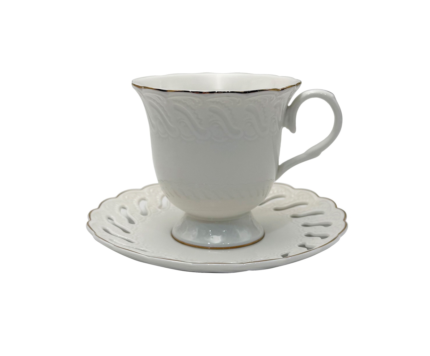 Jogo de X&iacute;caras para ch&aacute; Vague em new bone china borda dourada image number 3