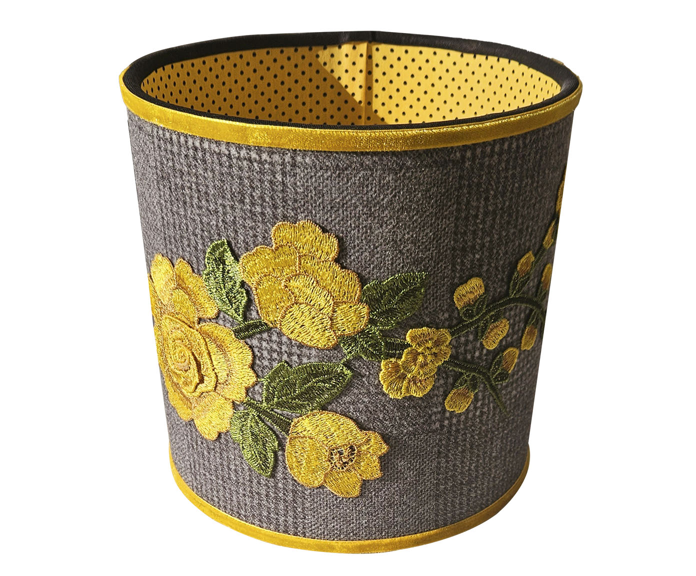 C&uacute;pula Pantalha Cilindrica L&atilde; Xadrez com Flores - image 0