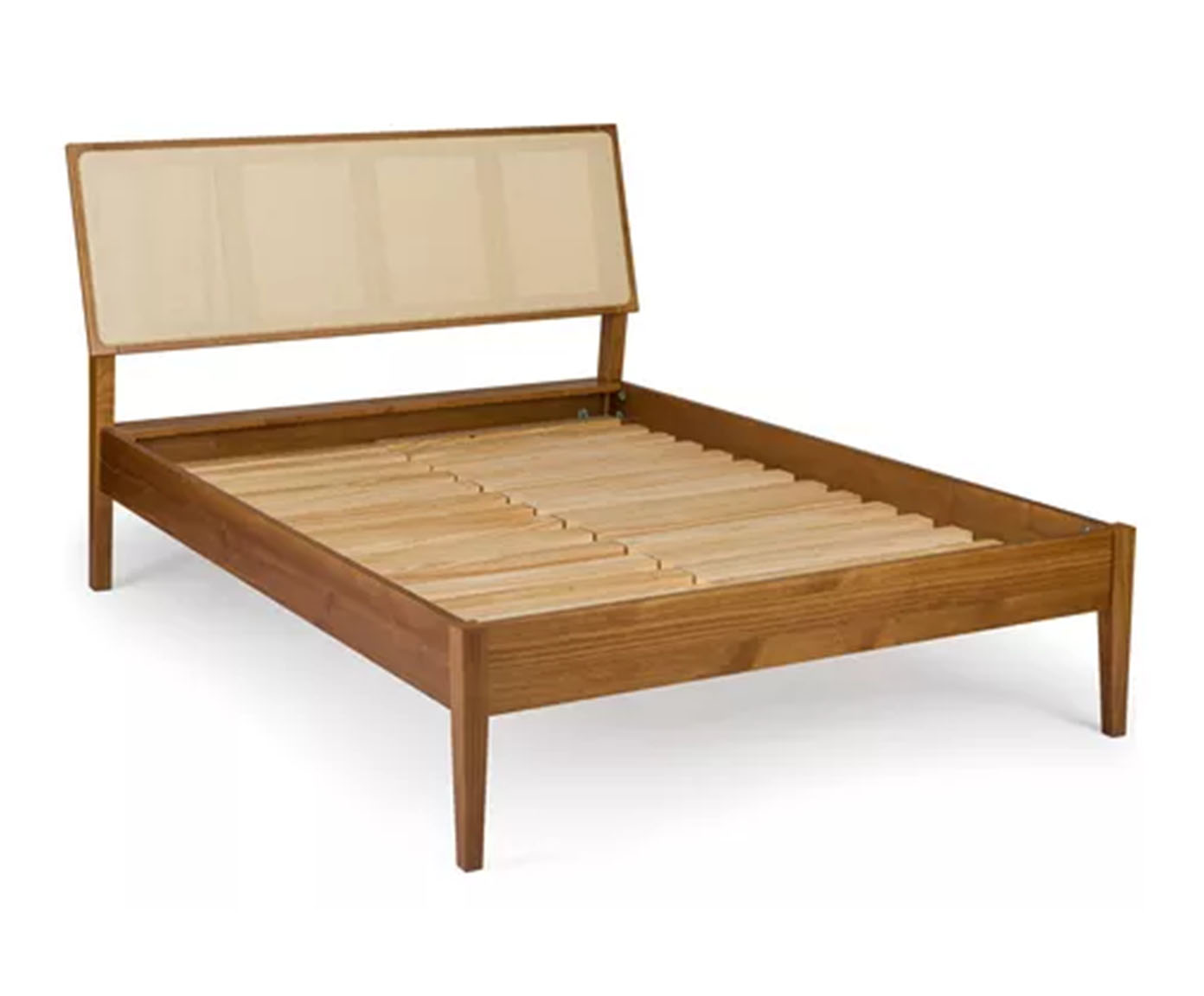 Cama de Madeira Viena com Cabeceira de Palha Natural Mel - image 1