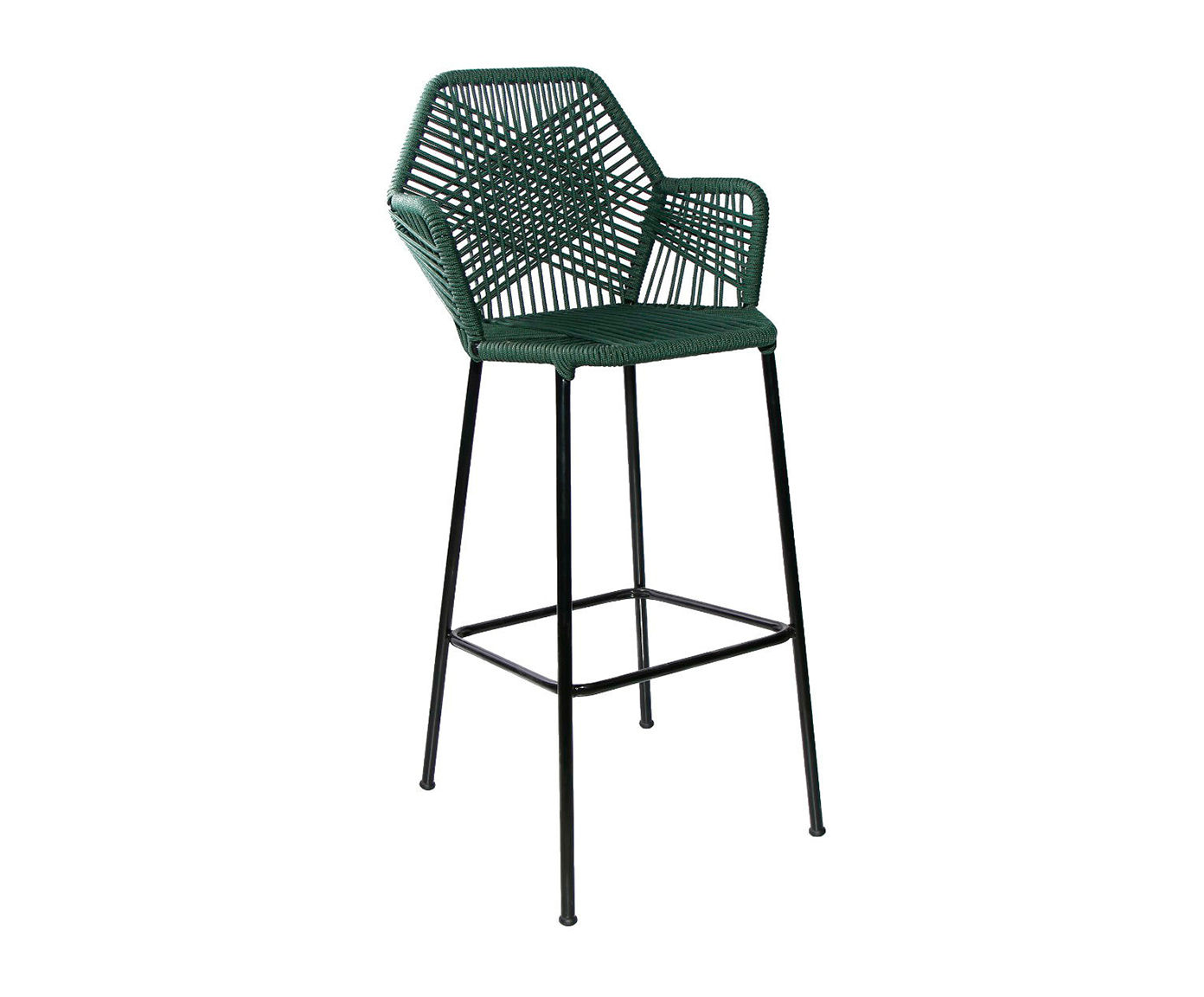Banqueta Tropic&aacute;lia em Corda N&aacute;utica - Verde Musgo e Preto - image 0