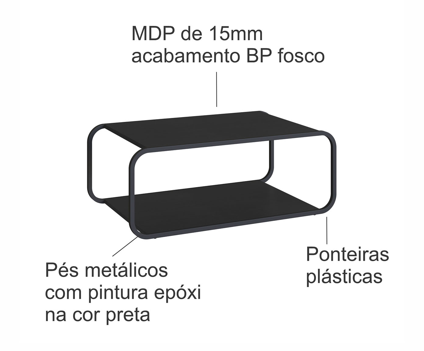 Mesa de Centro Org&acirc;nico Luna Artesano Nero image number 2