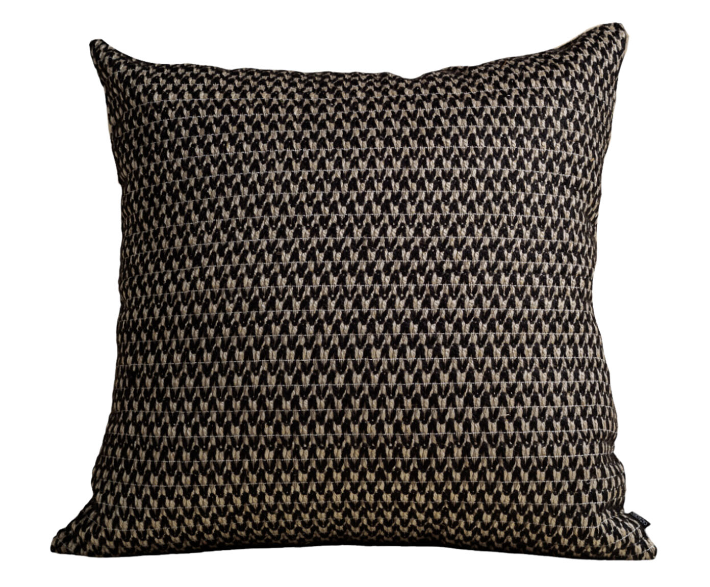 Almofada em Linho Bordada Zig Zag Quadrada - Preto e Cru - image 0