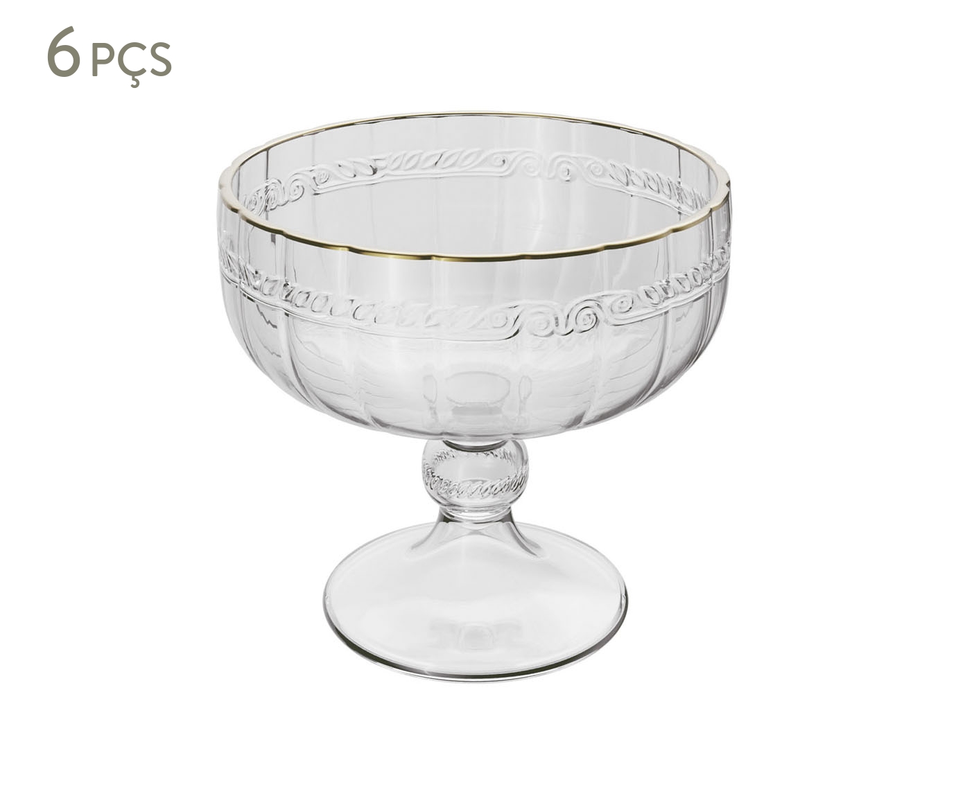 Jogo de Ta&ccedil;as para Sobremesa em Cristal com Fio de Dourado Imperial image number 0