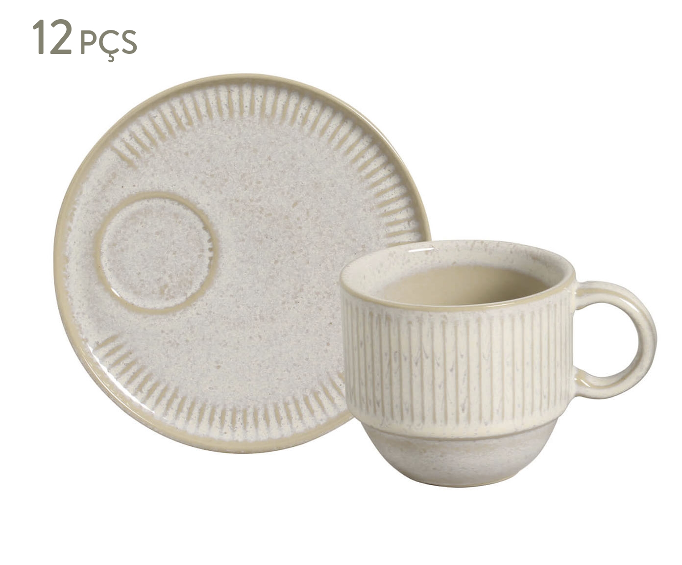 Jogo de X&iacute;caras para Ch&aacute; Empilh&aacute;vel Linhas Latte Cru - image 0