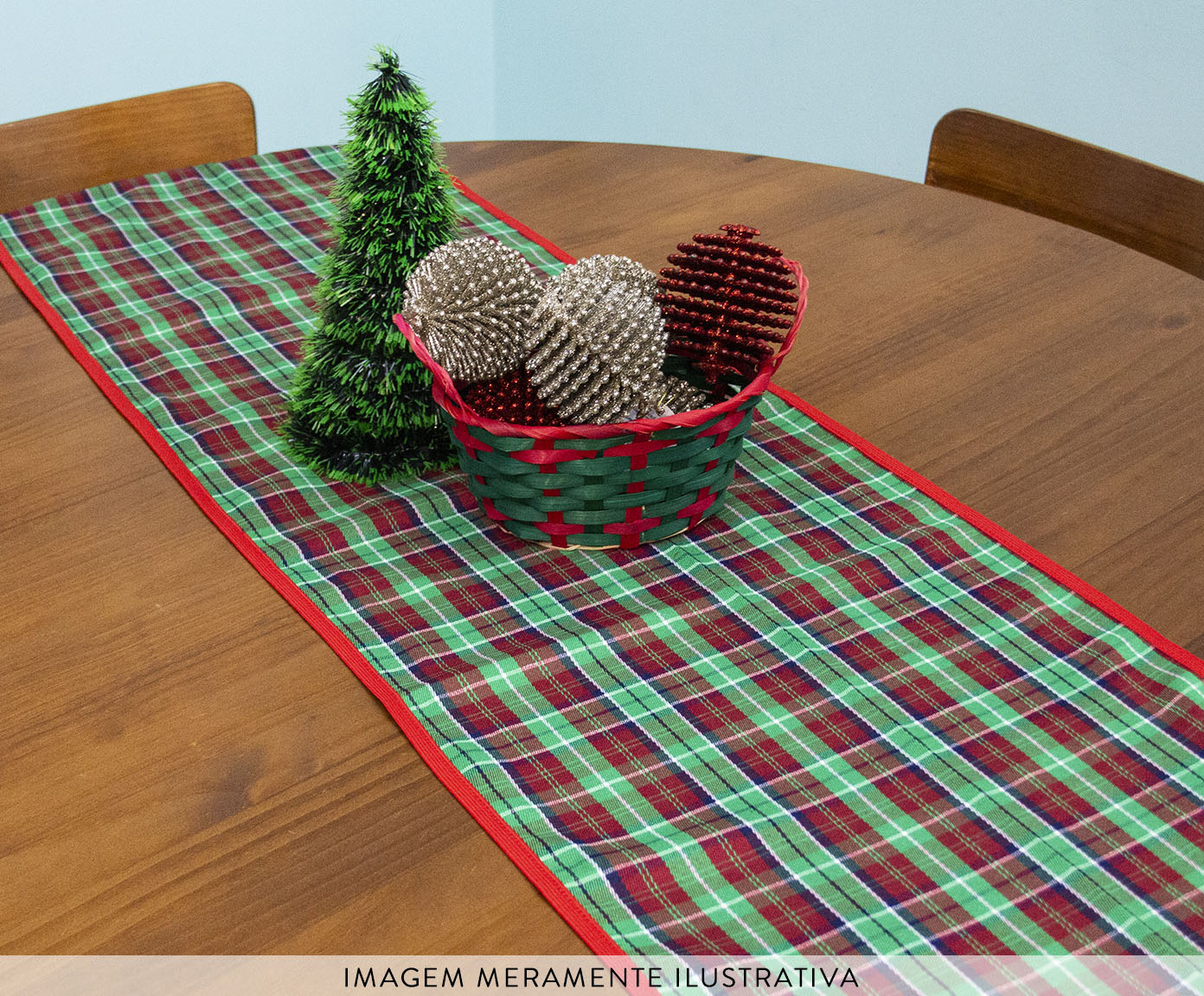 Trilho de Mesa Xadrez Verde e Vermelho image number 2