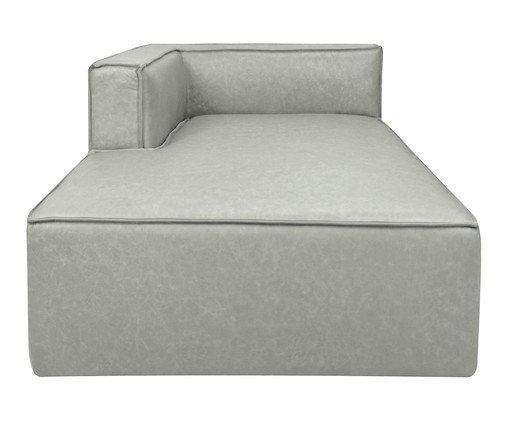 Sof&aacute; M&oacute;dulo Chaise Mensa em Couro Cinza - image 0
