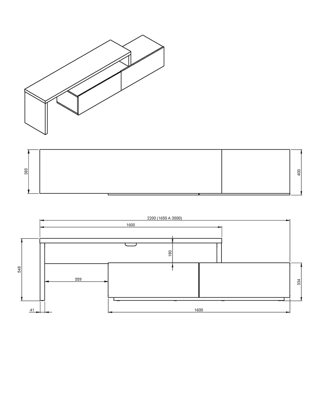 Rack Aston Extensivel Branco Fosco image number 3