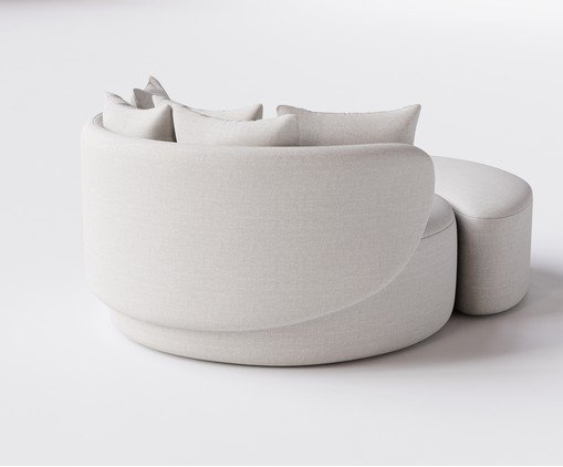 Chaise Luna com Puff Tecido Off White - image 1