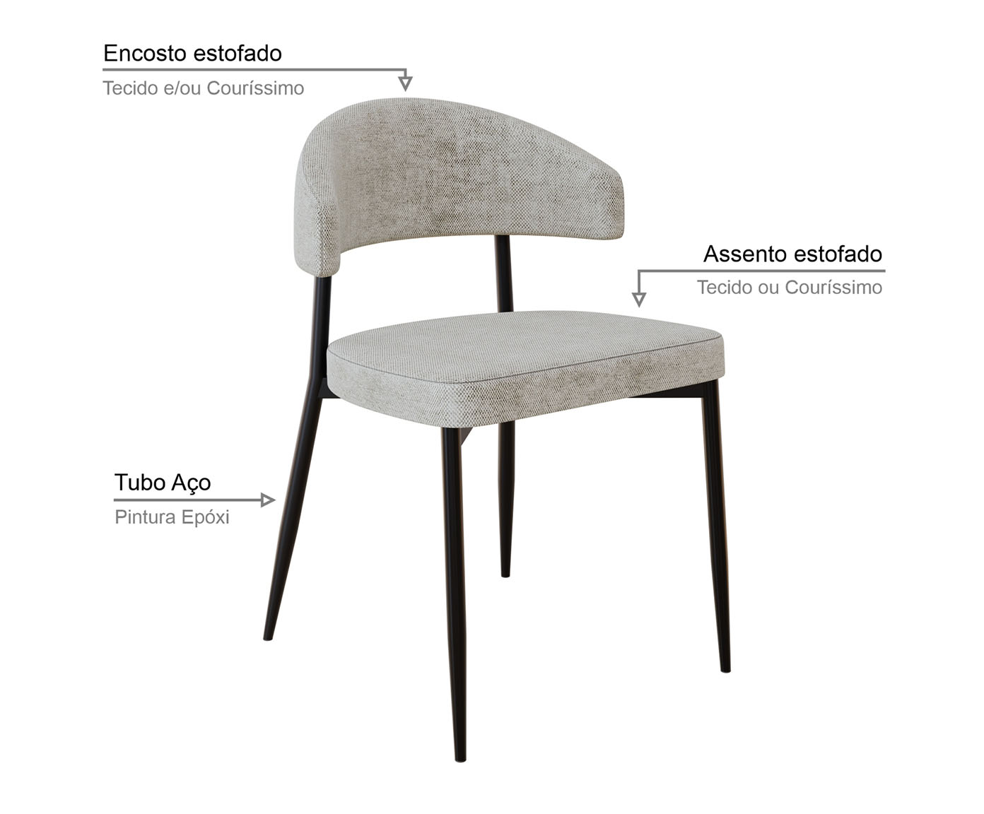 Cadeira Bless Fixa Lautrec Off-White e Preto Fosco image number 4