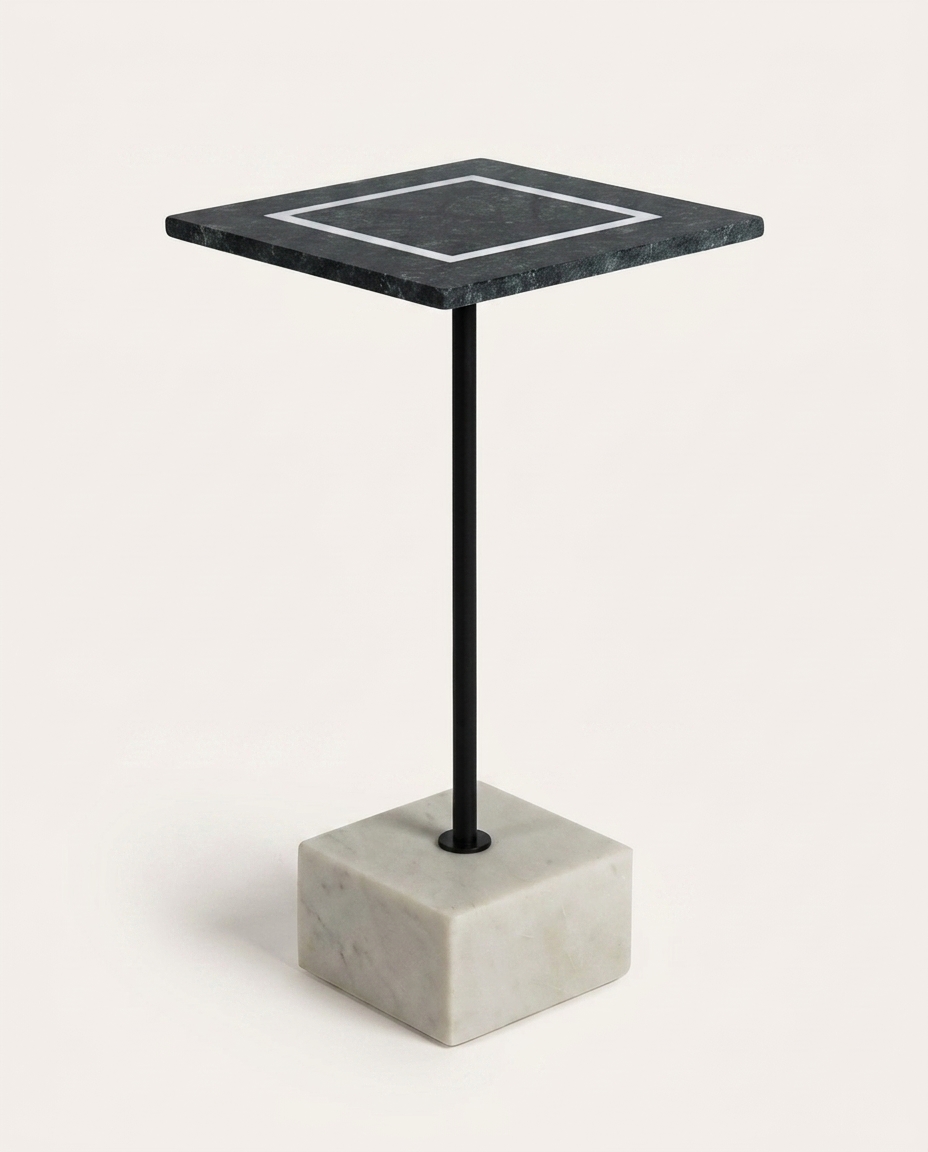 Mesa Lateral Cheslav Preto Esverdeado e Branco - image 1