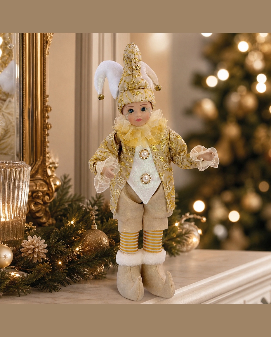 Boneco Natalino Elfo Encanto em P&eacute; Dourado - image 1
