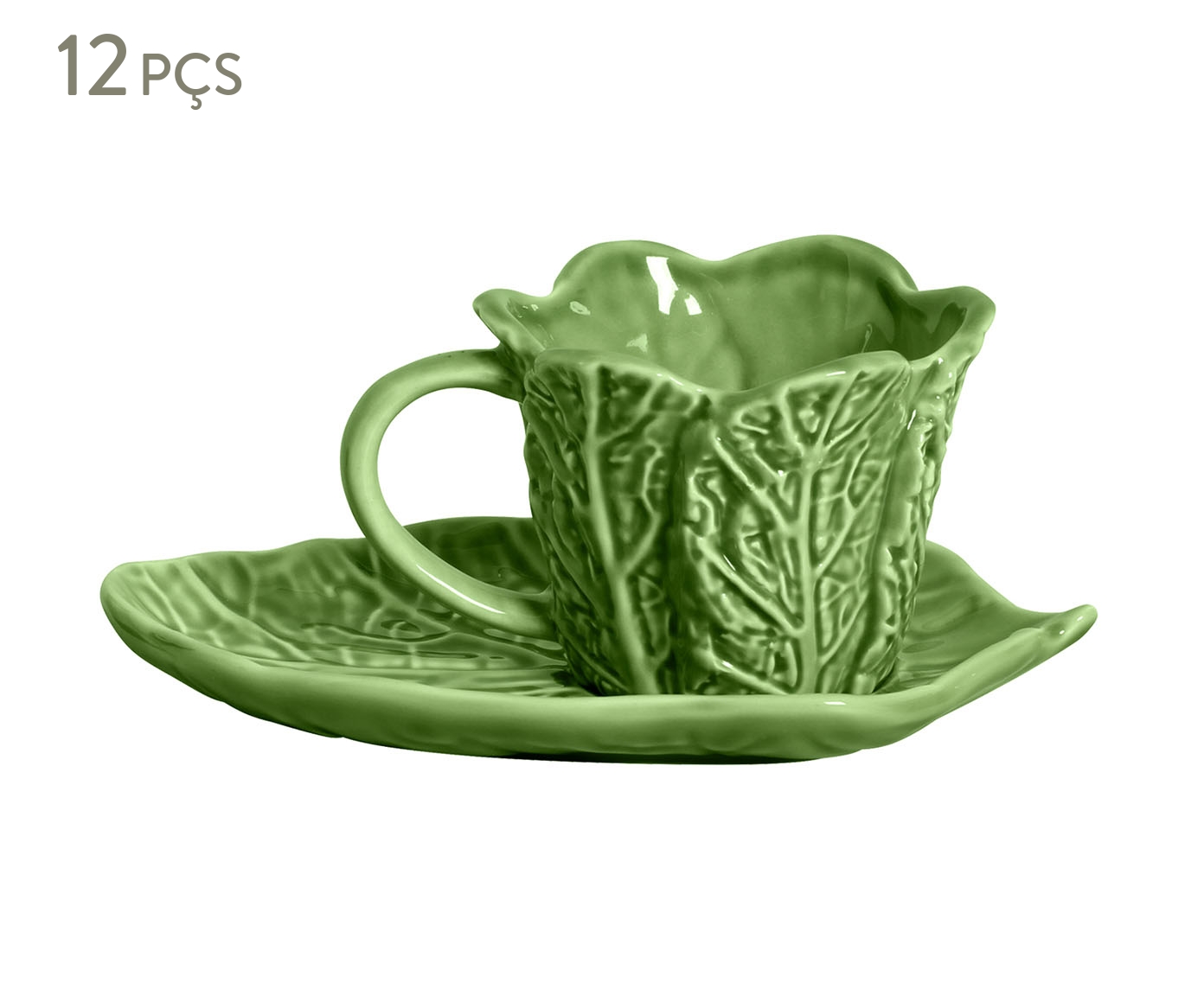 Jogo de X&iacute;caras para Ch&aacute; com Pires Couve Verde Cristina image number 0