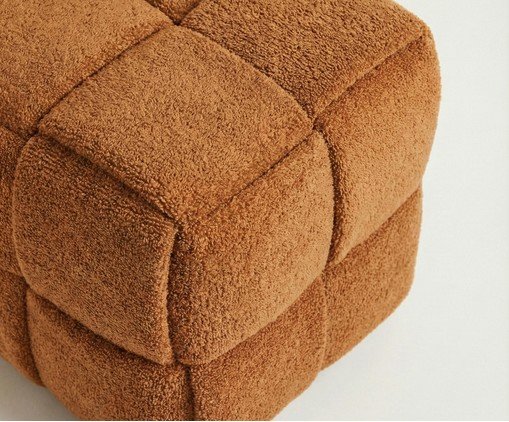 Pufe Cubo em Boucl&eacute; Terracota - image 1