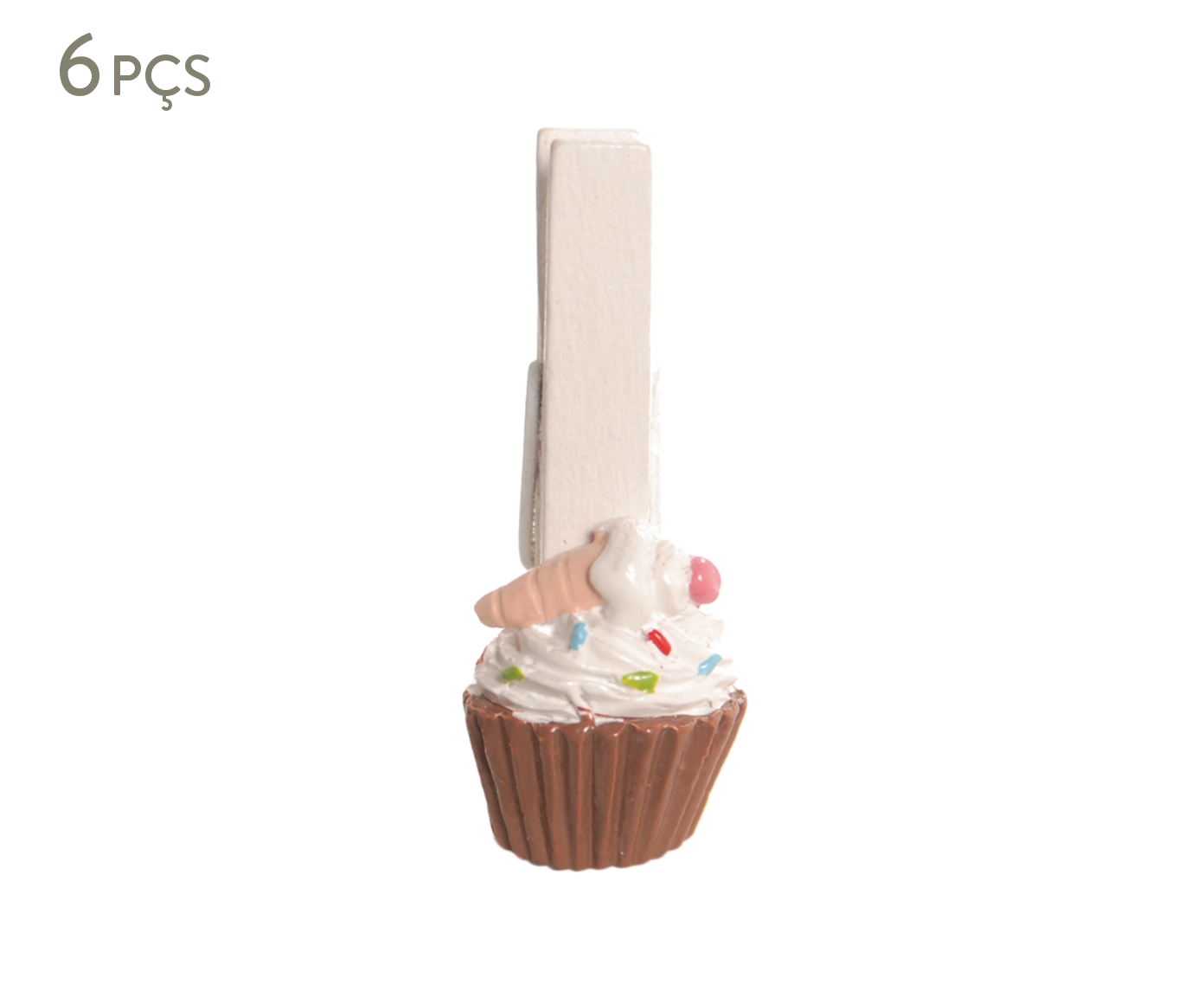 Jogo de Prendedores Cupcake Marrom image number 0