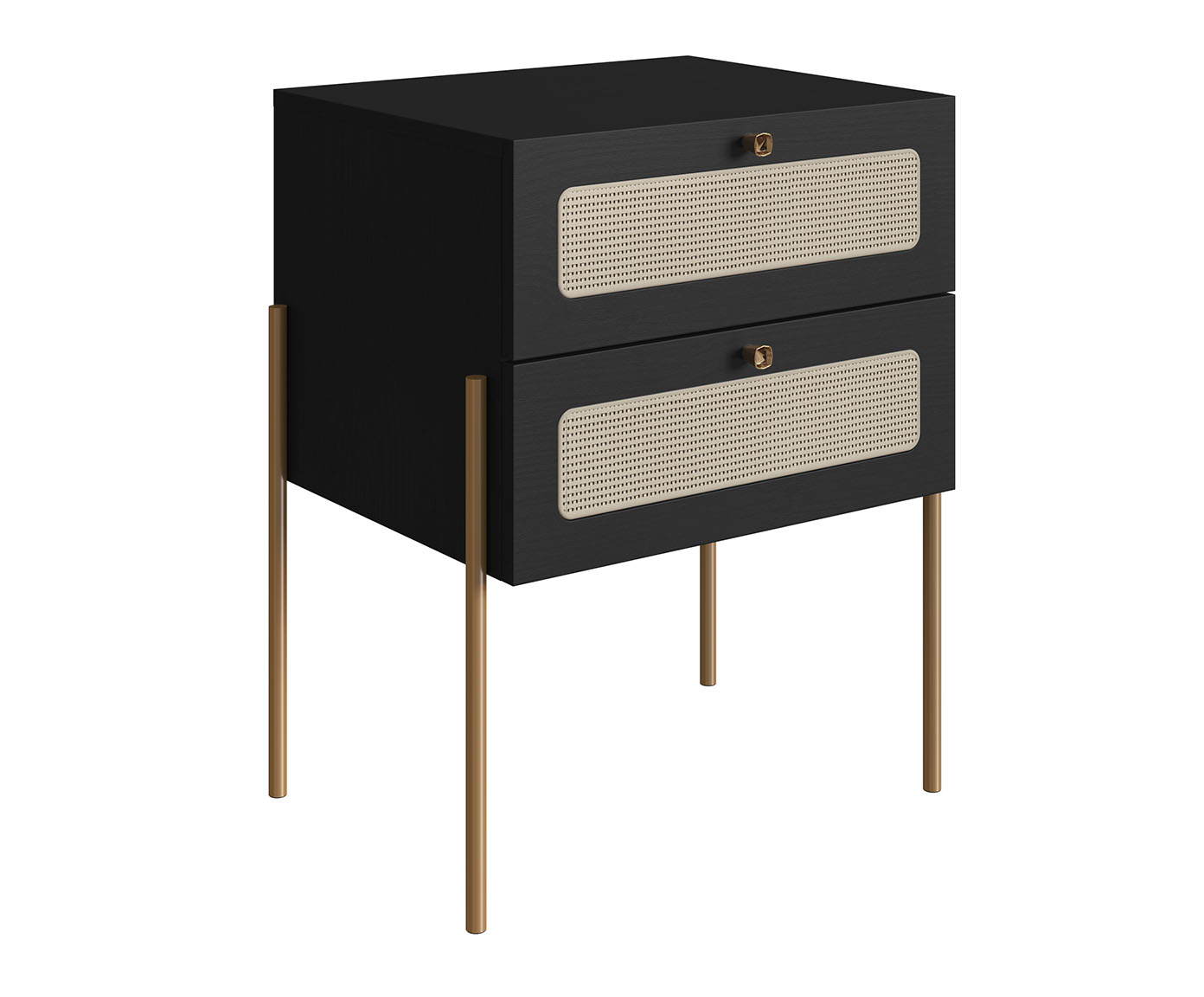 Jogo de Cabeceira e Mesa de Cabeceira Tela Oslo Nero e Dourado - image 1