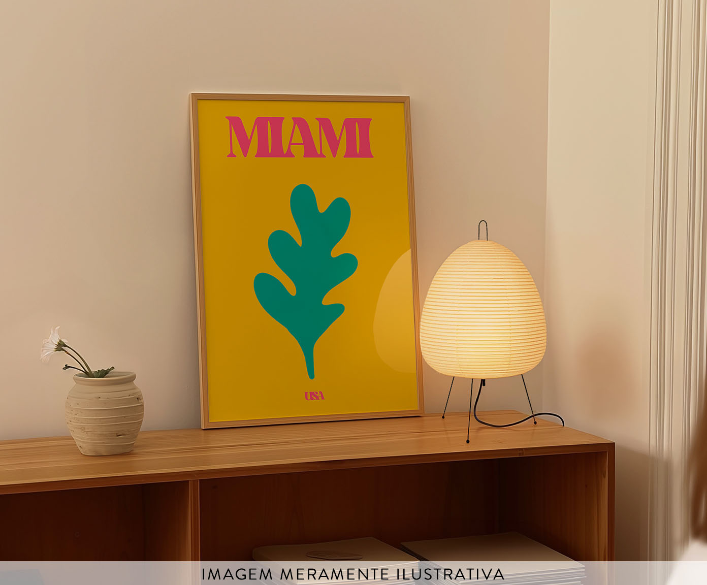 Quadro Miami com Moldura em Madeira image number 1