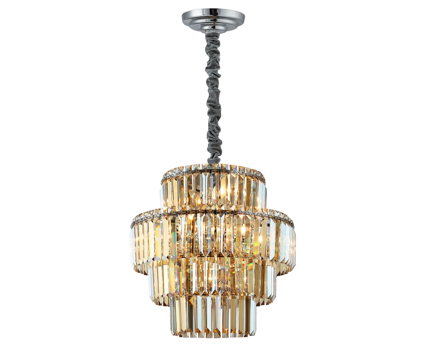Lustre em Cristal Hera Cromado e Conhaque Bivolt image number 0