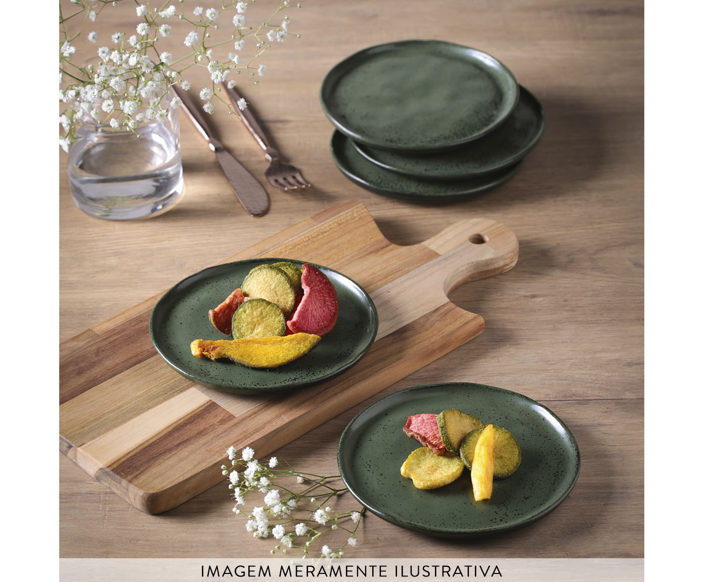 Jogo de Pratos para P&atilde;o Bio Greenery Verde - image 1