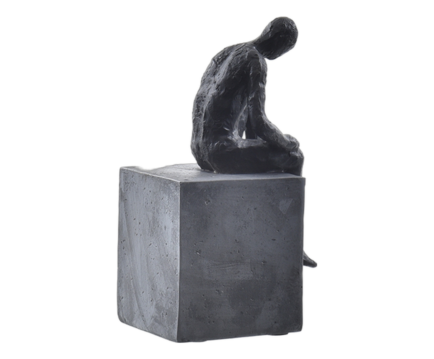 Escultura Homem Sentado Refletindo Preto image number 1
