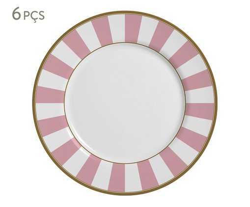 Jogo de Pratos para Sobremesa Stripe Rosa - image 0