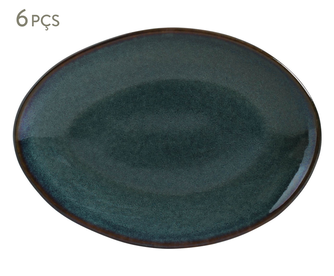 Jogo de Pratos para Sobremesa Oval Org&acirc;nico Oceano Azul - image 0