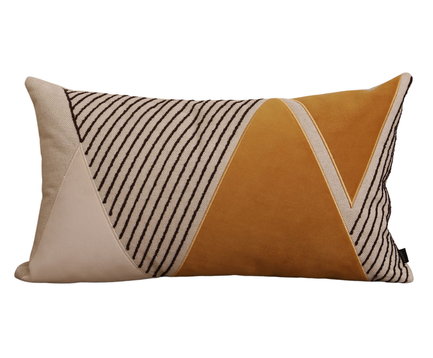 Almofada Boho em Linho Off White Bordado Caramelo - image 0