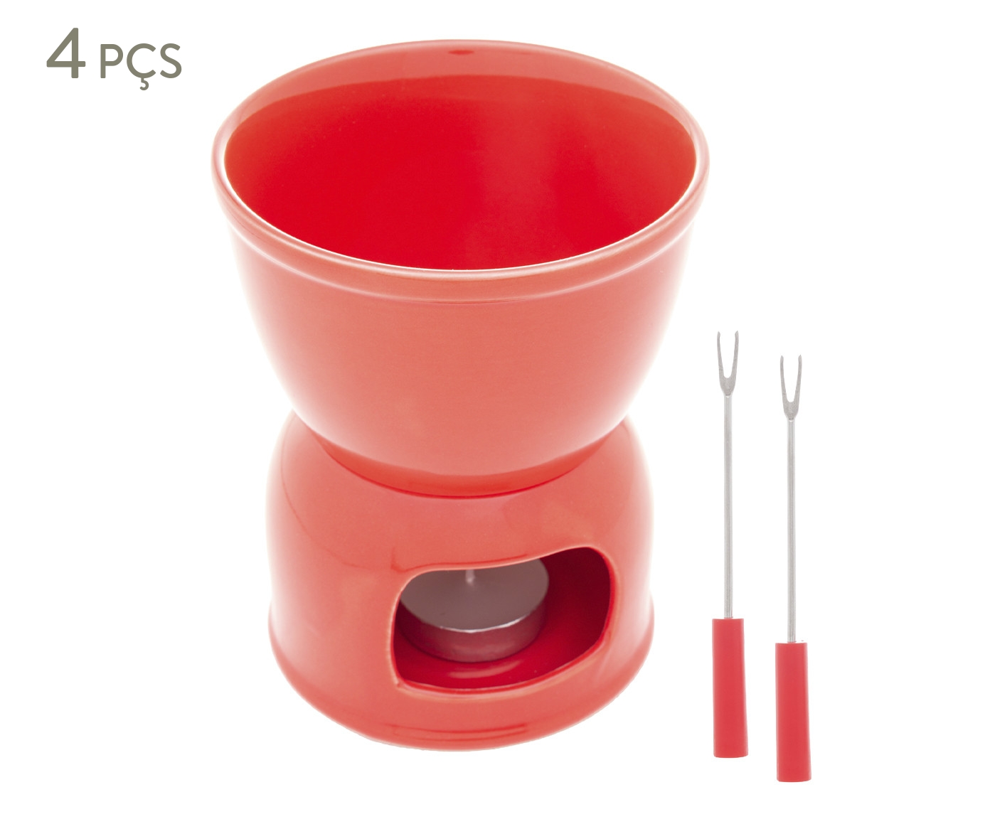 Aparelho de Fondue em Porcelana Vermelho Wolff - image 0