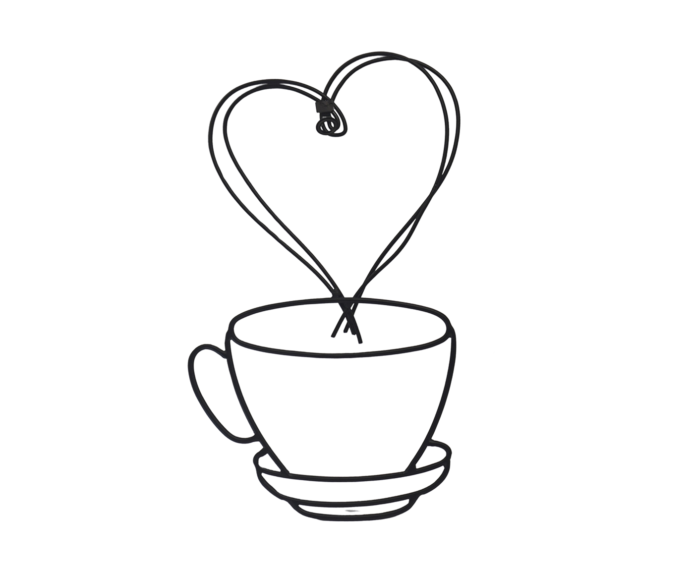 Escultura de Parede Heart Cup of Coffee Preto image number 0