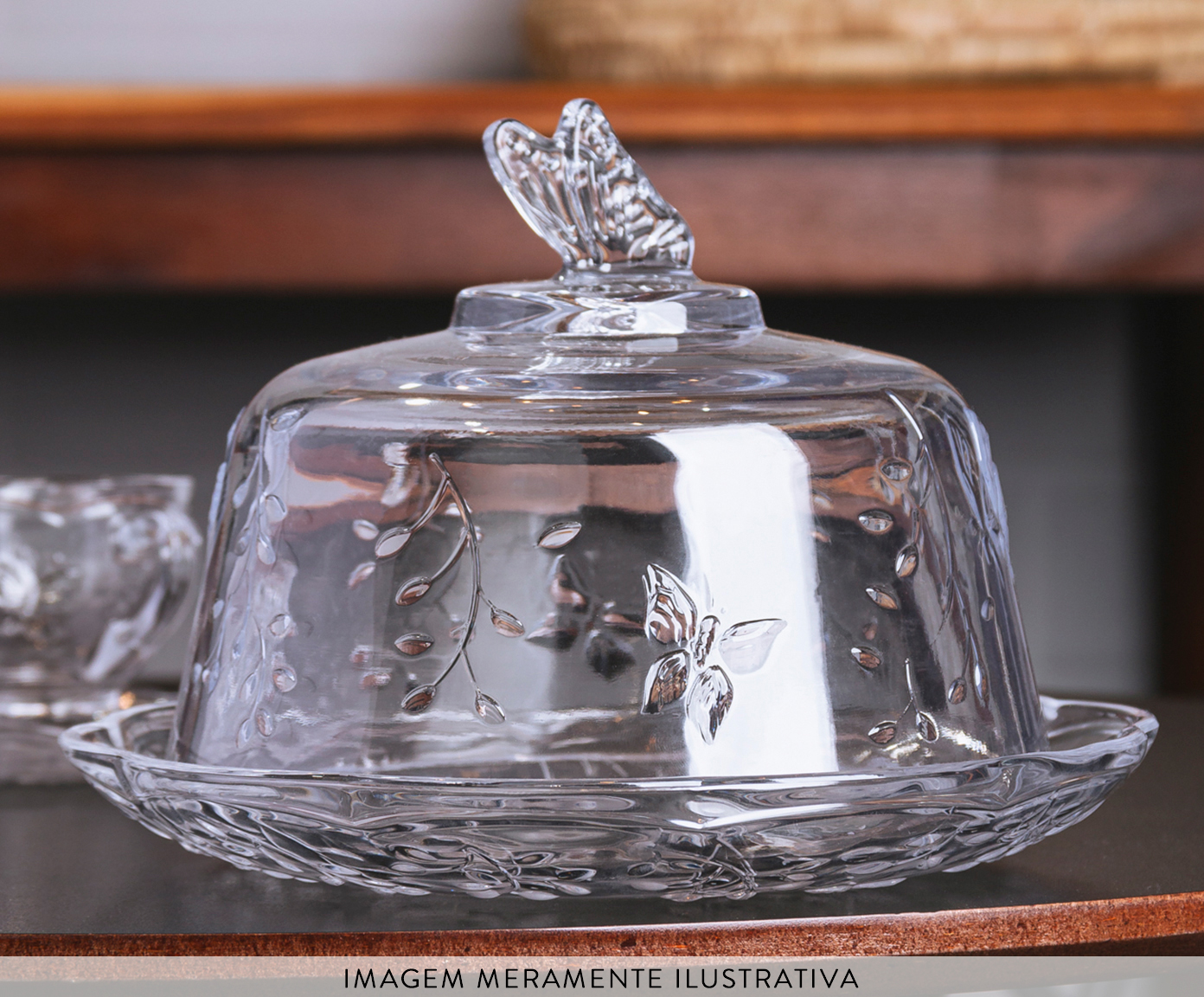 Queijeira com Tampa de Cristal Ecol&oacute;gico New Butterfly image number 2