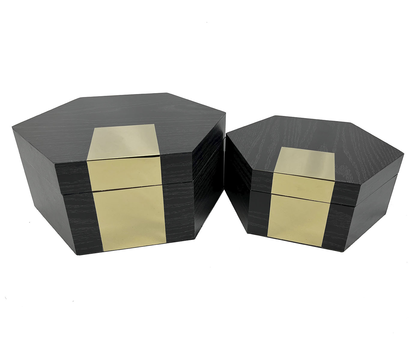 Jogo de Caixas Decorativas Wanapaqu Preto e Dourado - image 0