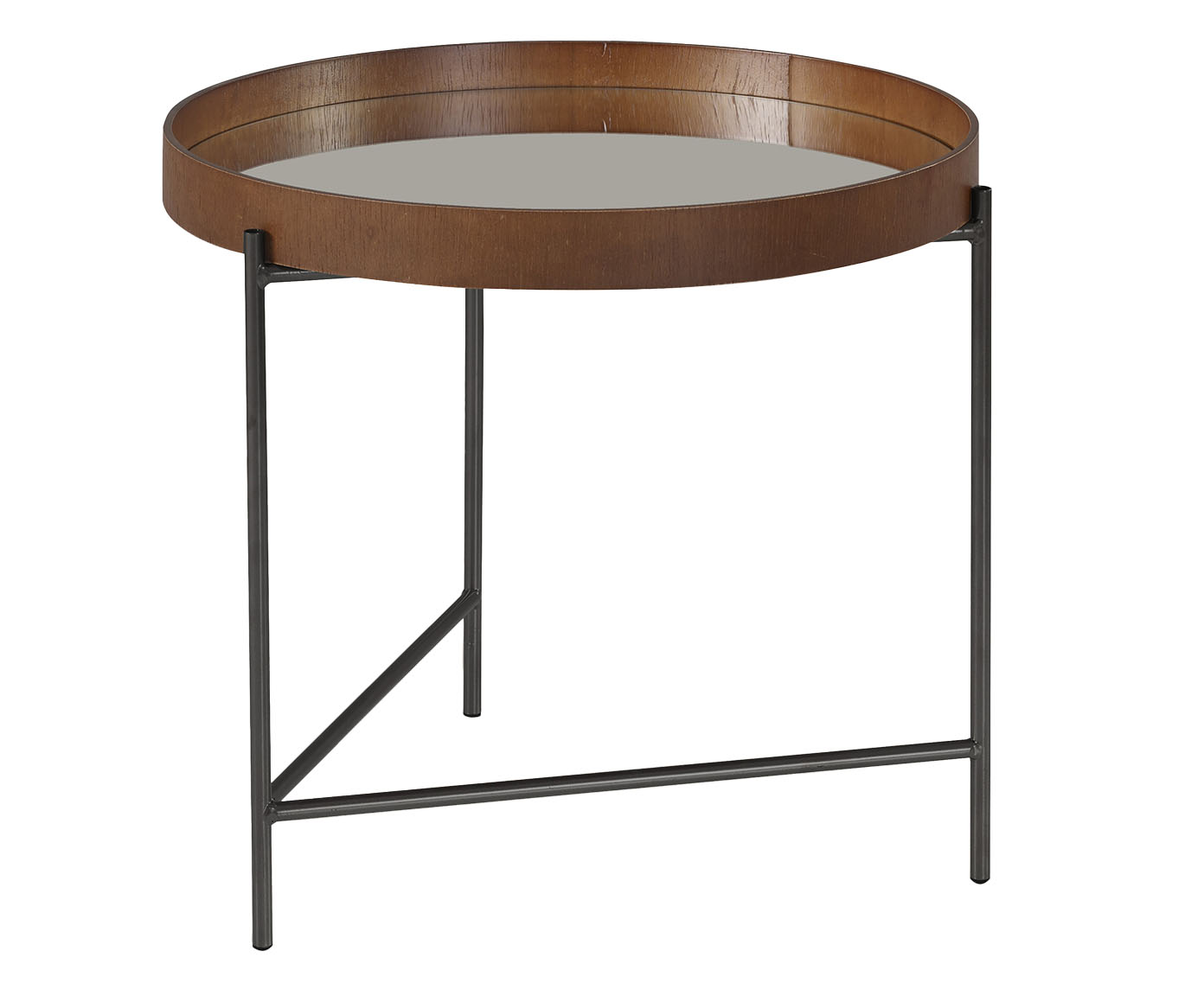 Mesa Lateral Debora Espelho Prata Liso com Base de Metal image number 0
