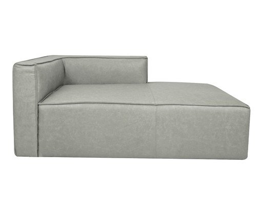 Sof&aacute; M&oacute;dulo Chaise Mensa em Couro Cinza image number 2