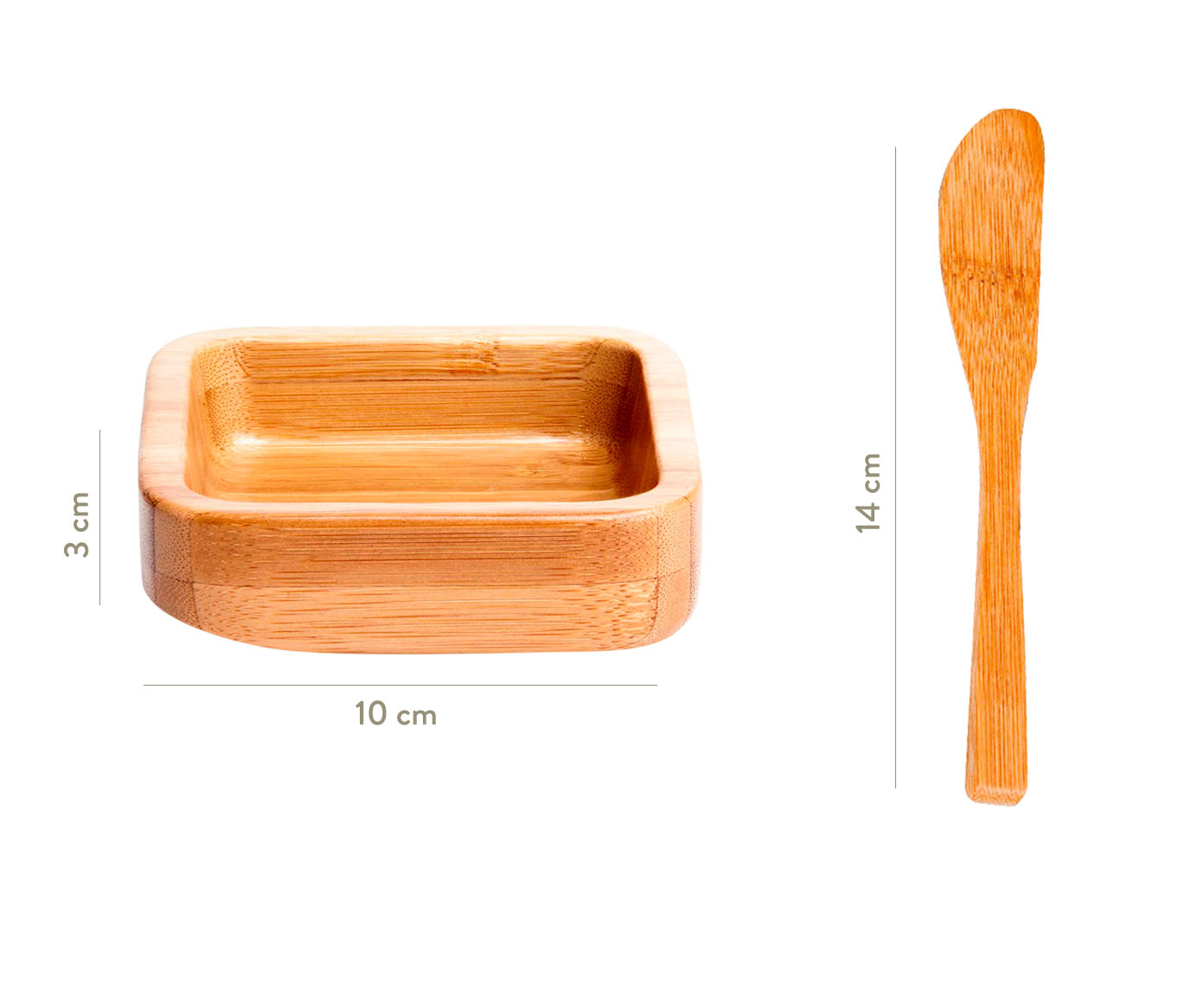 Jogo de Tigela E Esp&aacute;tula em Bambu Lacomini - image 1