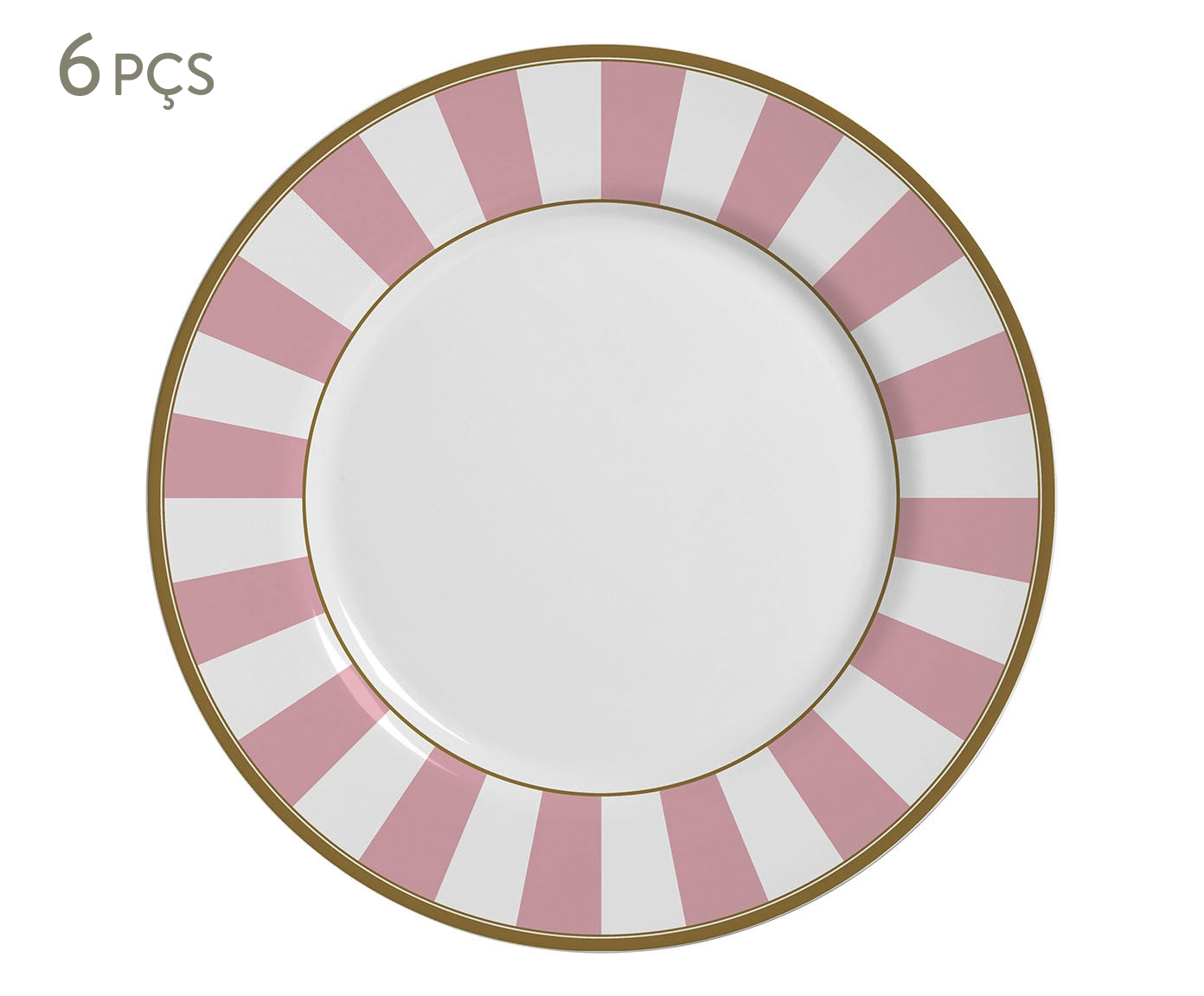 Jogo de Pratos Rasos Stripe Rosa - image 0