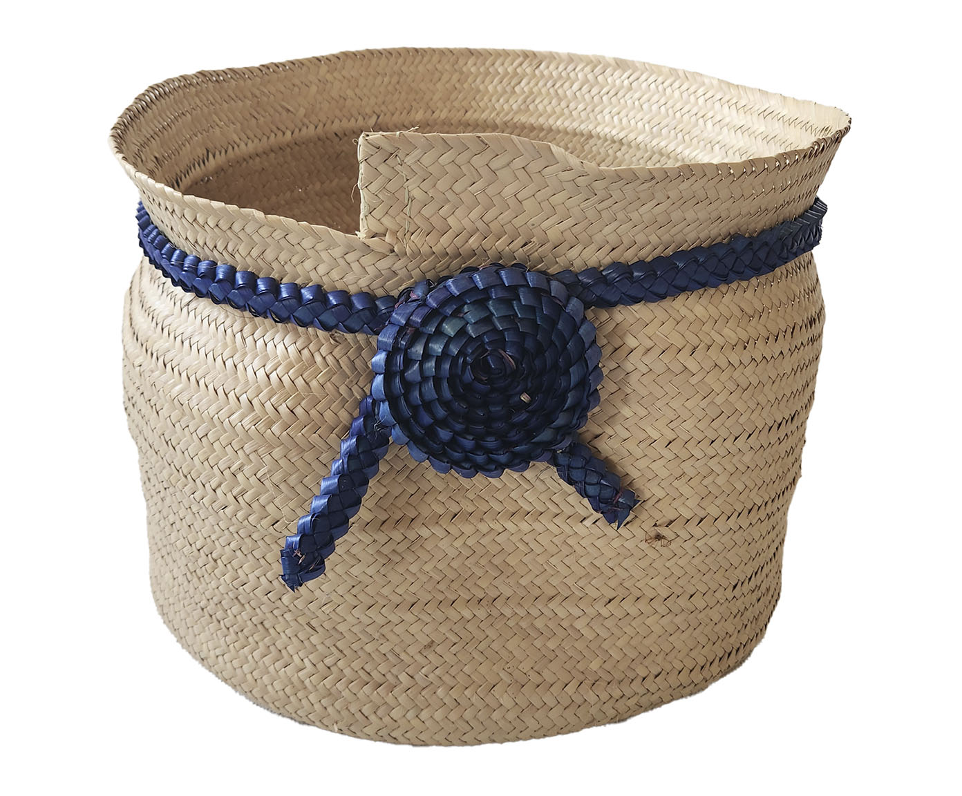 Cachepot Palha Natural Corda Azul image number 0