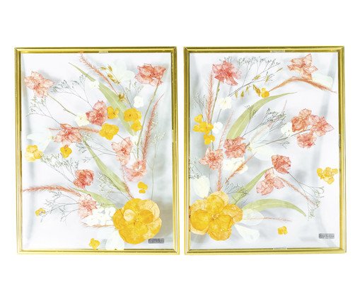 Jogo de Quadros Decorativos Retangular Floral Colorido image number 0