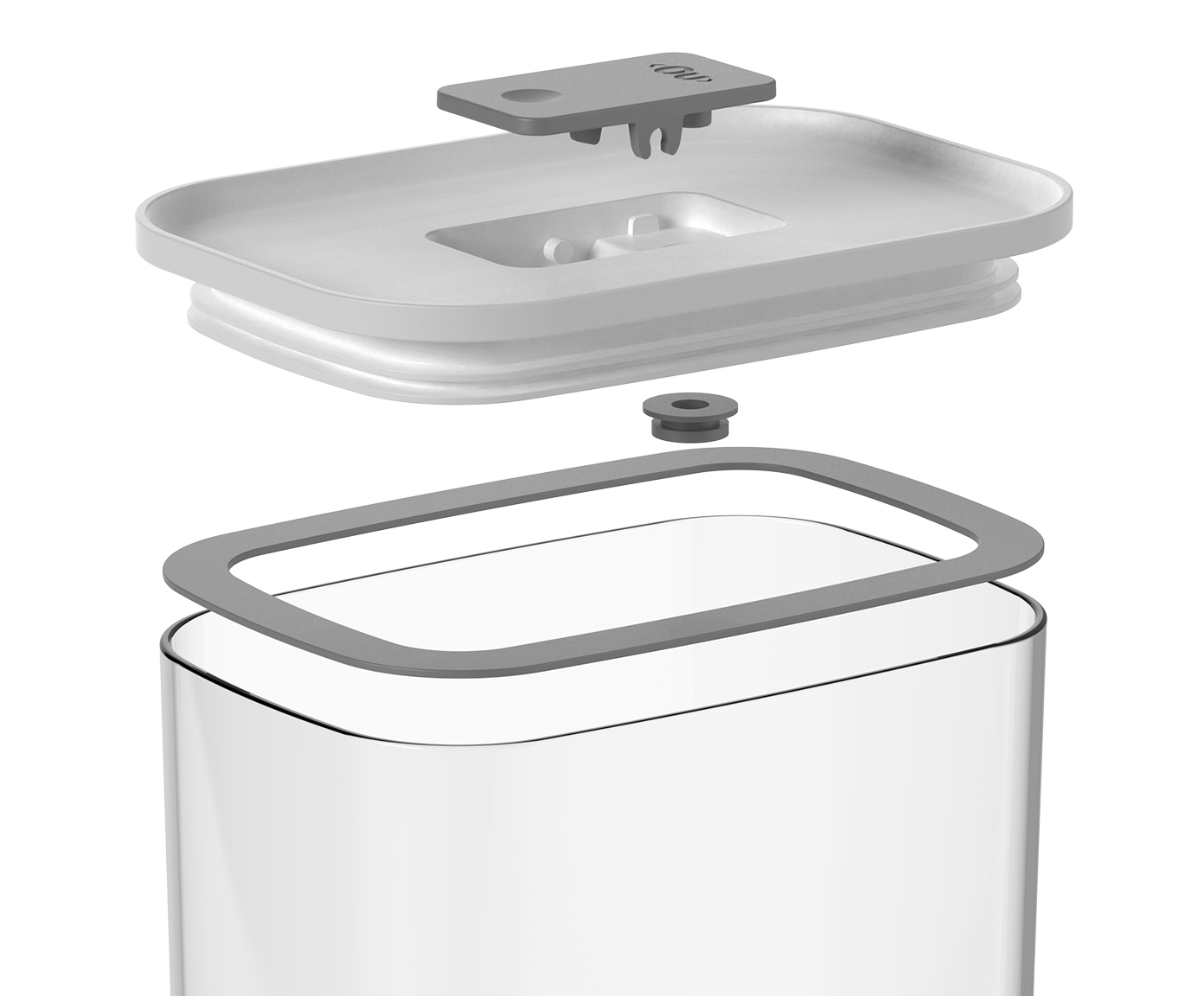 Pote Herm&eacute;tico Retangular Duo Lock Branco Fechado Branco - image 1