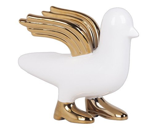 Decoracao de Mesa Whitebird com Asa Dourada Branco image number 0
