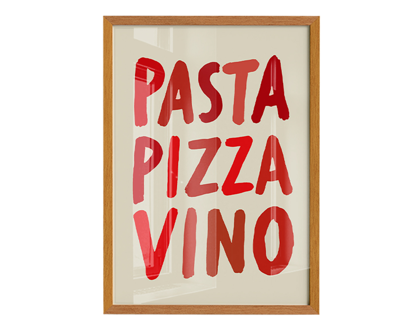 Quadro Pasta Pizza & Vinocom Moldura Marrom image number 1
