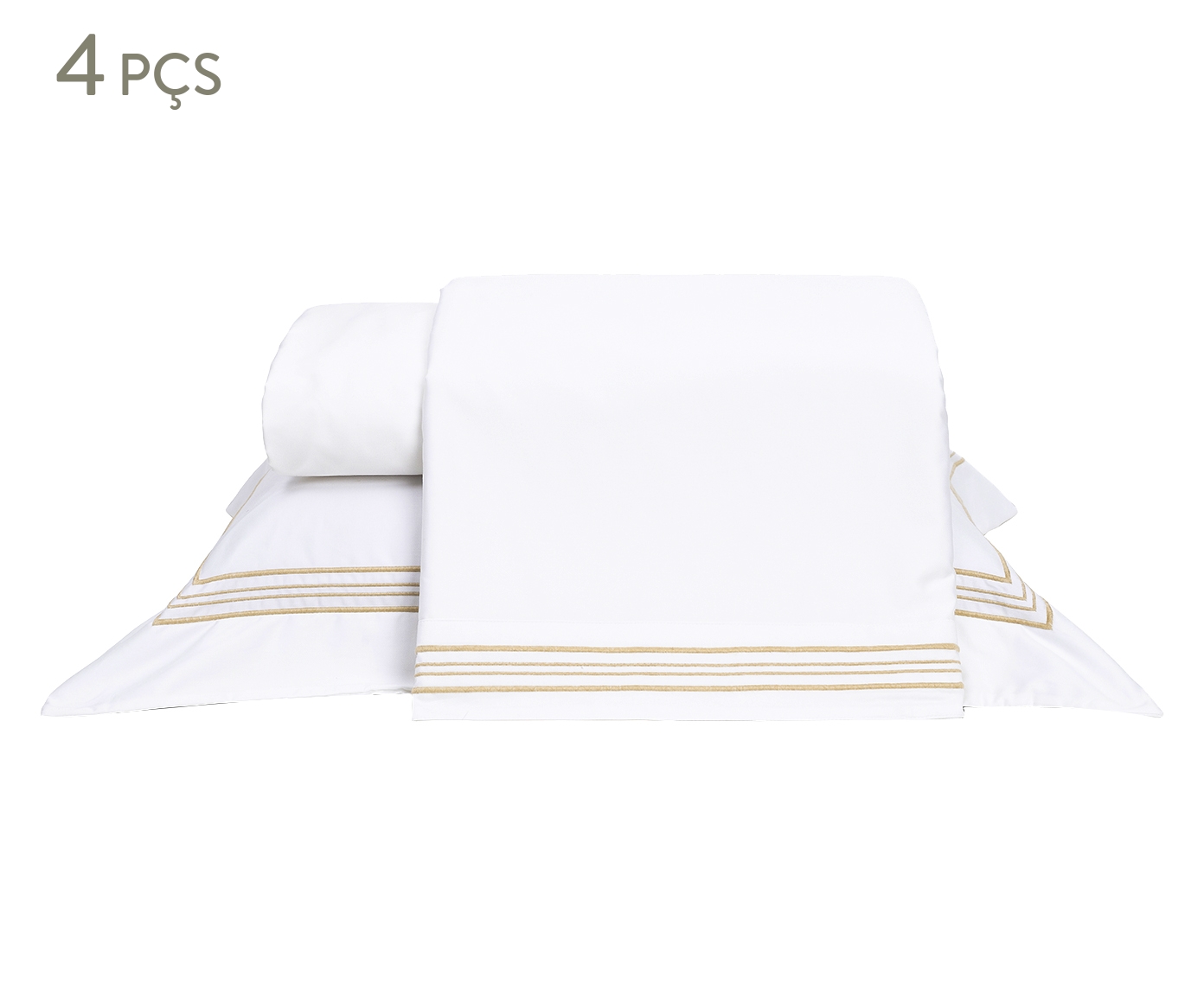 Jogo de cama Sofisticato - Branco/Bege - image 0