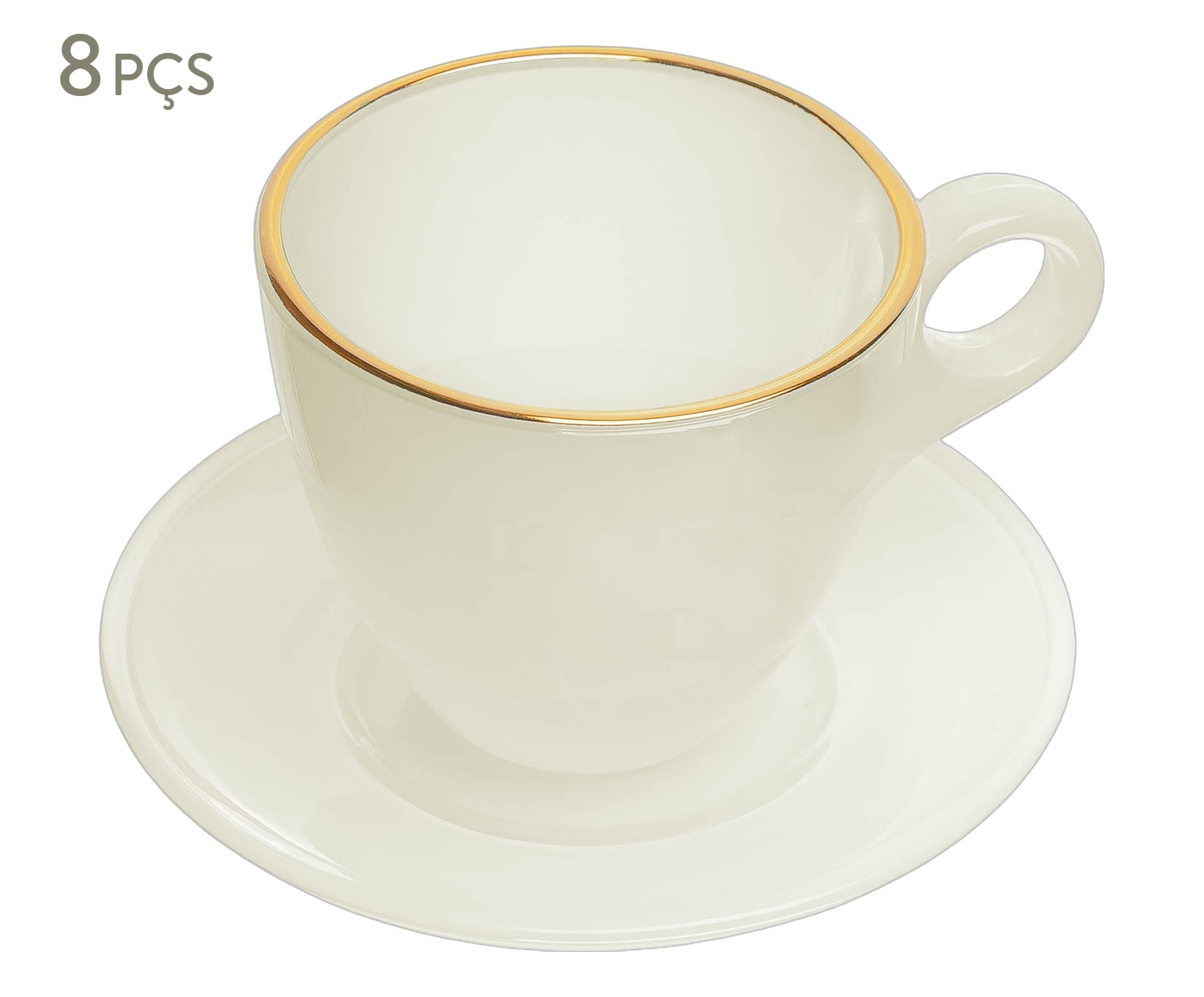 Jogo de X&iacute;caras e Pires com Fio de Ouro Milky - image 0