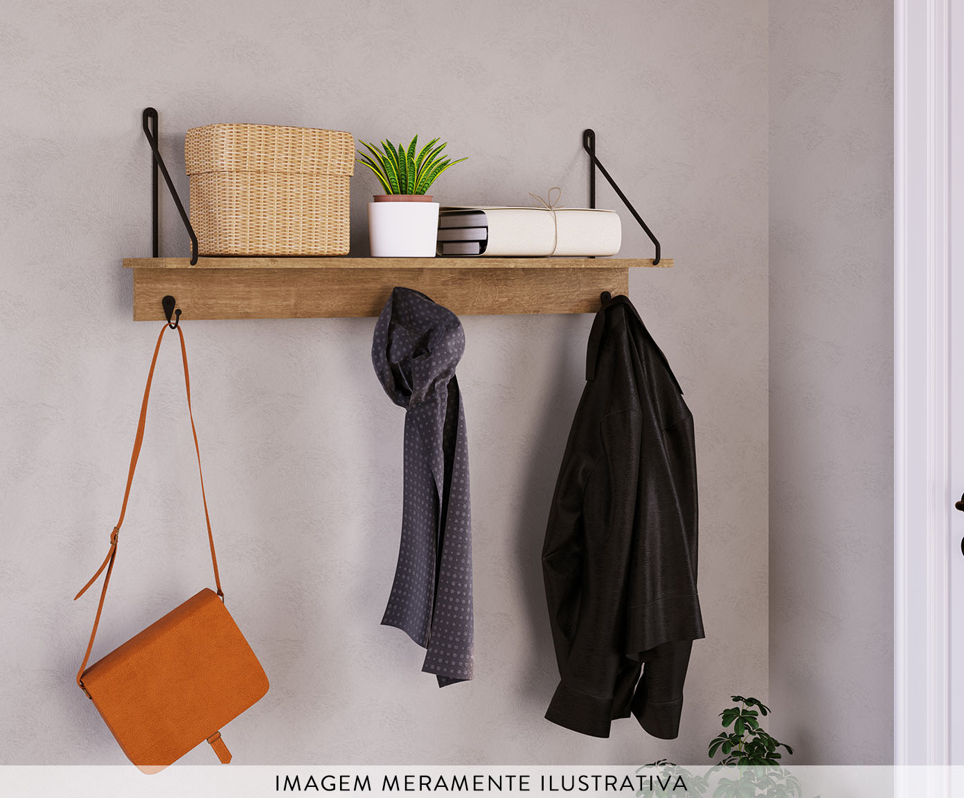 Prateleira Decorativa com Ganchos Vermont e Preto image number 4