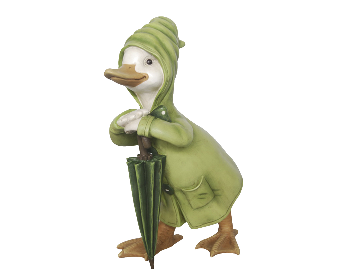 Pe&ccedil;a Decorativa Pato de P&eacute; em Resina Verde image number 0