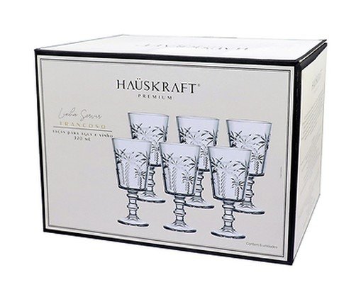 Jogo de Ta&ccedil;as para Vinho Coqueiro Relevo Transparente image number 2