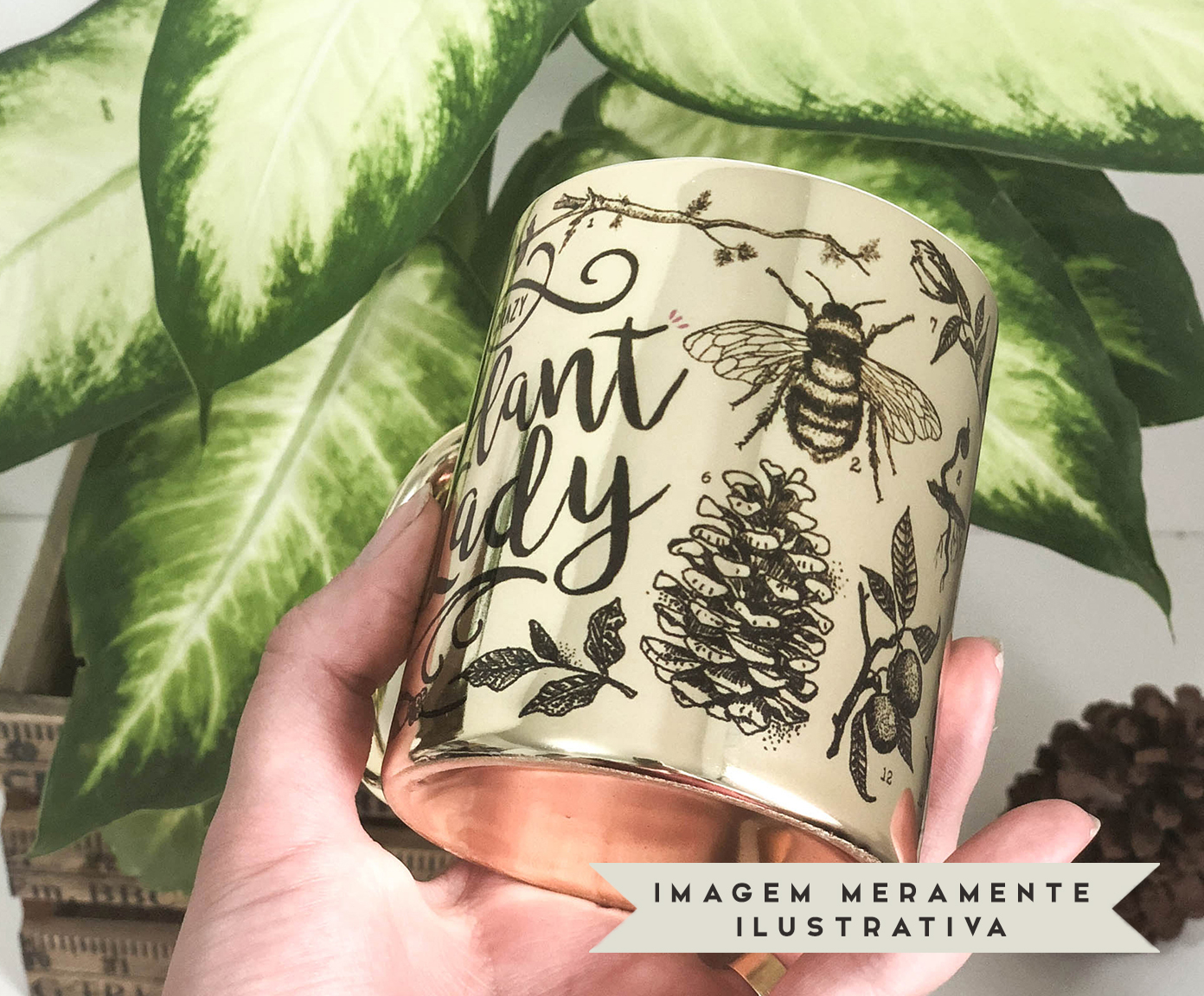 Caneca Crazy Plant Lady Dourada image number 7