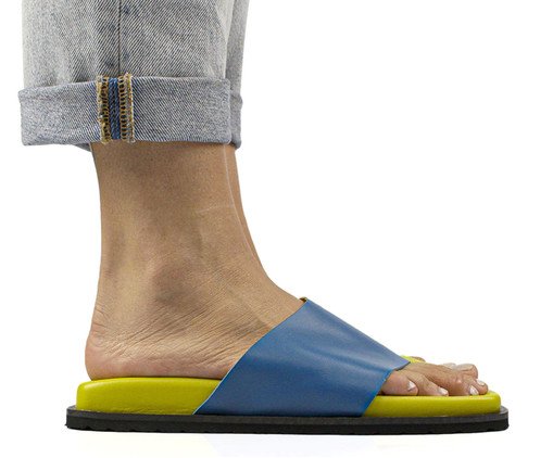 Chinelo Slide Duo em Couro Verde image number 2