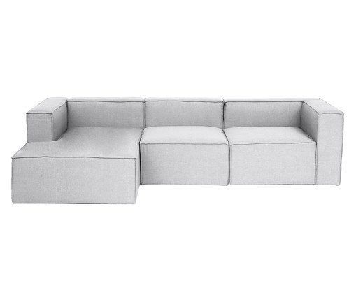 Sof&aacute; 3 M&oacute;dulos Chaise Mensa Cinza Claro image number 0