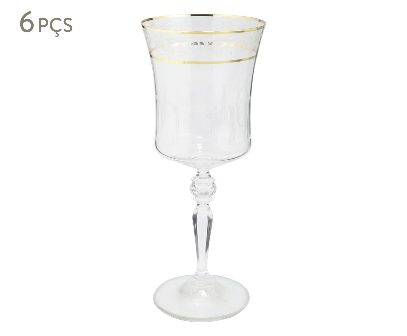Jogo de Ta&ccedil;as para &Aacute;gua em Cristal Grace Gold Rim image number 0